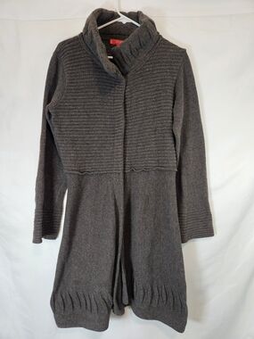 Women’s Italian Made Chocolate Brown Lambswool Knit Long Cardigan Sweater